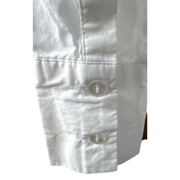 Urban Outfitters White Ruched Long Sleeve Button-Up Crop Shirt XS - Picture 3 of 8